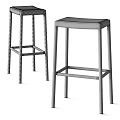 Modern Bar Stools In Light And Dark With Slim Legs And Beige Seat