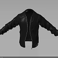 Black Leather Jacket Classic Style With Front Zipper For Casual Wear