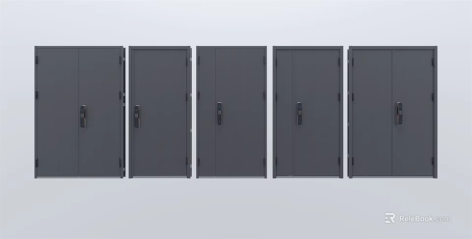 Modern Durable Security Doors With Sleek Black Finish And Multiple Designs 3d model 