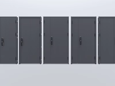 Modern Durable Security Doors With Sleek Black Finish And Multiple Designs 3d model