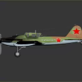 Detailed Vintage Military Airplane Model With Camouflage Green Orange Black Paint And Red Star Tail