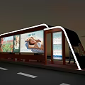 Modern Bus Stop Design Featuring Transparent Glass Lighting Sunset Sky And Pedestrians