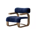 Modern Single Chair With Blue Velvet Upholstery And Wooden Frame Design