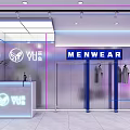 Modern Men's Clothing Store With WU Brand Display Cases And Hanging Clothes