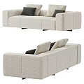 Modern Sofas Beige Fabric And Brown Leather With Grey Cream Cushions Stylish Design