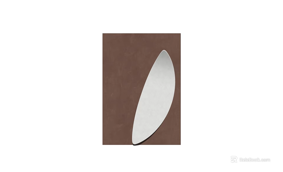 Abstract Painting with Brown Background and White Irregular Leaf Shaped Pattern 3d model 