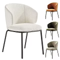 Modern Comfortable Boucle Upholstered Dining Chair With Sleek Black Metal Legs For Elegant Home Interior