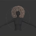 Human Head Mannequin With Voluminous Curly Brown Wig And Extended Arms