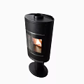 Modern Black Freestanding Fireplace With Glass Front 3d model
