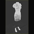 Women's Professional Attire White Short Sleeve Shirt Black Skirt Belt And Heels