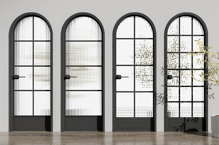 Modern swing door glass door combination 3d model