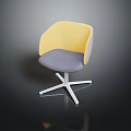 Modern Upholstered Yellow And Gray Chair With White Five Star Base