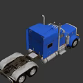 Blue Heavy Duty Semi Truck With Large Cab Dual Exhaust And Chrome Details
