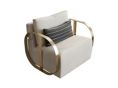 Single Sofa Leisure Chair Sofa Chair Reading Sofa Pillow 3d model