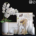 Elegant Decorative Ornament Set With White Orchids Butterfly Art Golden Accents And Inspire Framed Decor
