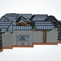 Traditional Modern Architecture Design With Tile Roofs Gray Walls And Red Base
