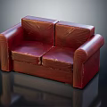 Modern Red Leather Two Seater Sofa For Sleek Living Room Interior
