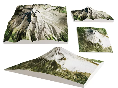 3D Topographic Model of Mount Fuji with Multiple Aerial Views and Detailed Terrain 3d model