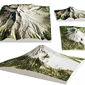 3D Topographic Model of Mount Fuji with Multiple Aerial Views and Detailed Terrain