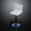 Modern White Striped Bar Stool With Backrest And Metal Base Design 3d model