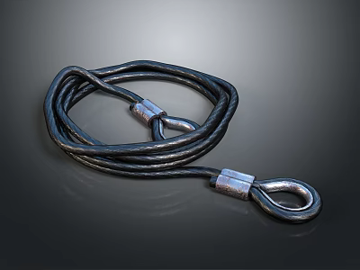 Car Tow Steel Cable Rope With Metal Hook Ends For Vehicle Recovery Use 3d model