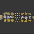 Scattered Jewelry With Gold Silver Transparent Flower Shaped And Round Designs