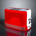 Red And White Retro Toaster With Bread Slots And Control Buttons For Kitchen Use