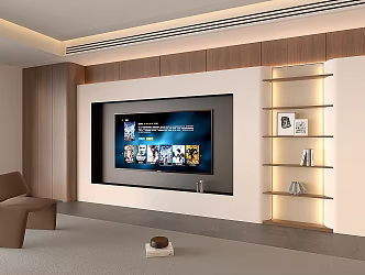 Simple TV cabinet TV background wall TV background leisure chair 3d model