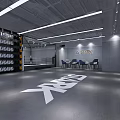 Modern STARK Fitness Gym Interior With Boxing Ring And Equipment Storage Wall