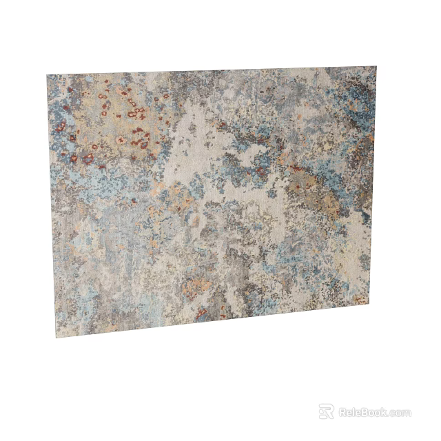Modern Square Rug With Abstract Gray Blue Beige Pattern For Living Room Decor 3d model 