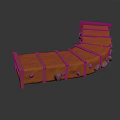 Curved Wooden Step Structure With Brown Surface Horizontal Straps And Support Blocks