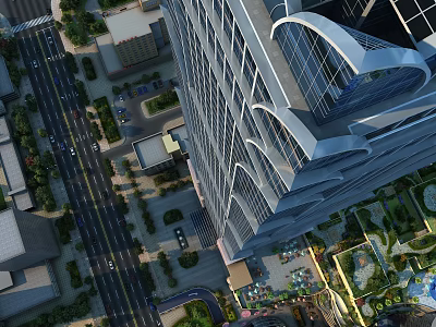 Aerial Planning Of Urban High Rise Buildings With Street Layout And Green Spaces 3d model