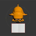 Yellow Cartoon Dog With Red Collar Round Tag And Open Book in Front
