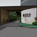 Modern Gate Community Entrance Gate 3d model