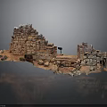 Ancient Red Brick Building Ruins With Weathered Stone Walls And Structures