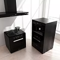 Modern Black Kitchen Appliances With Stove Oven Range Hood And Cabinets