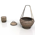Traditional Woven Bamboo Daily Necessities Containers With Handle And Lid