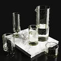 Elegant Glass Wine Bottle With Various Shaped Wine Glasses On Modern Marble Countertop