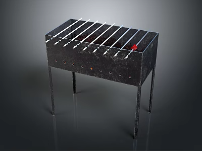 Outdoor Sturdy Metal Grill With Grates And Supportive Legs For Home Use 3d model