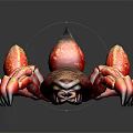 Realistic Red Scorpion Figurine With Glowing Eyes On Dark Reflective Background