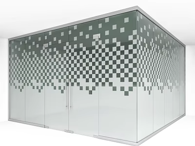 Modern Glass Partition With Black And White Checkerboard Pattern Design 3d model