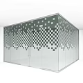 Modern Glass Partition With Black And White Checkerboard Pattern Design 3d model