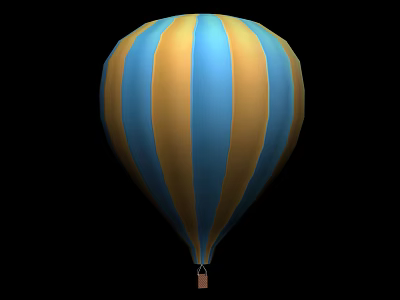 Blue and Yellow Striped Hot Air Balloon as Fun Amusement Park Ride 3d model