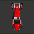 Red Vintage Open Top Race Car With Large Wheels And Metallic Accents