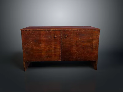 Classic Wooden Cabinet With Double Doors Wood Grain Knobs And Leg Design 3d model