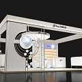 Modern Nanostrata Exhibition Booth With White Structure And Circular Decor Elements