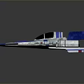 Sci Fi Blue And Silver Spaceship Model With Futuristic Wings And Cockpit 3d model