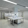 Public Water Dispenser Station With Multiple Faucets White Cabinets Walls Ceiling And Lighting