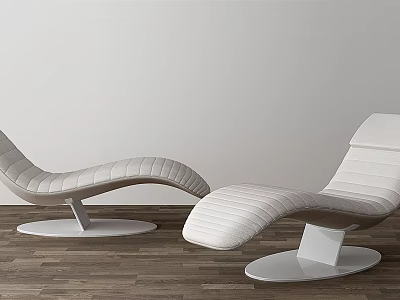 Modern Lounge Chairs With Sleek Design White Leather And Round Base On Wooden Floor 3d model