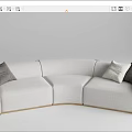 Modern Light And Dark Gray Curved Sectional Sofa With Decorative Pillows 3d model